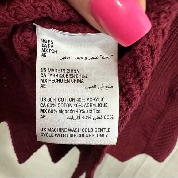 Style & Co Women Turtleneck with Buttons Patterned Knit Sweater Red Petite Small - Picture 8 of 8